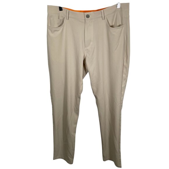 Macade Pants Mens 34x32 Slim Fit Khaki Golf Performance Tech Pockets - Picture 1 of 7